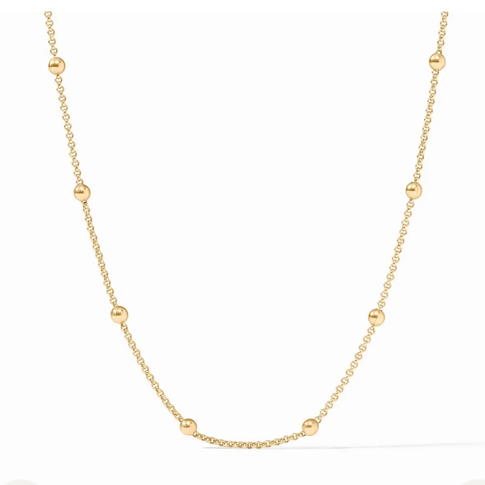 $150 Julie Vos Solaro Delicate Gold Bead Station Necklace